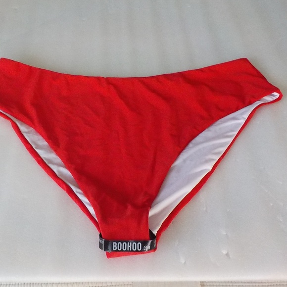 Red High Waist Bikini Bottoms - Picture 3 of 10